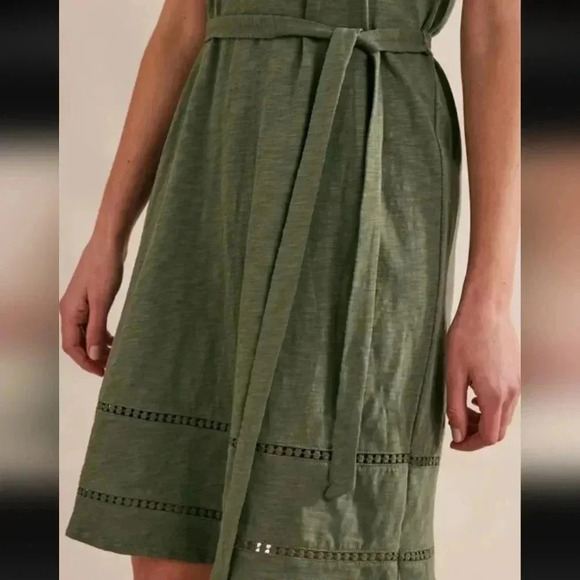 Boden Olive Midi Dress with Belt - Picture 2 of 8
